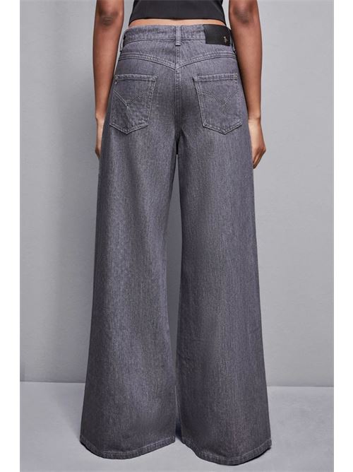 Jeans grigio vita bassa wide leg con strass PATRIZIA PEPE | 8P0610D080S684